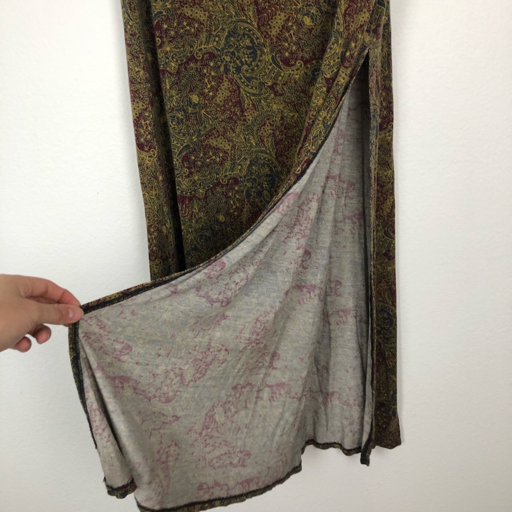 Free People Paisley Boho Maxi Skirt Side Slit S - Picture 4 of 9